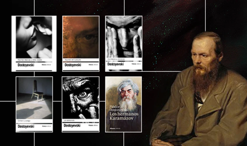 Collage con libros de Dostoyevski