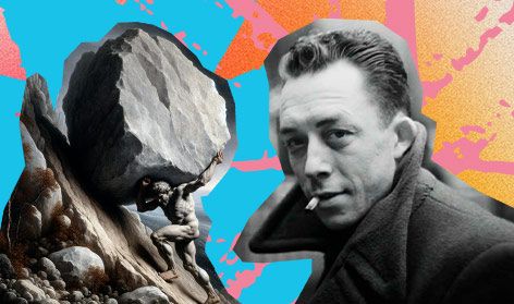 Collage con imagen de Albert Camus