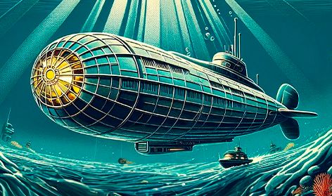 Ilustracíon de un submarino vintage