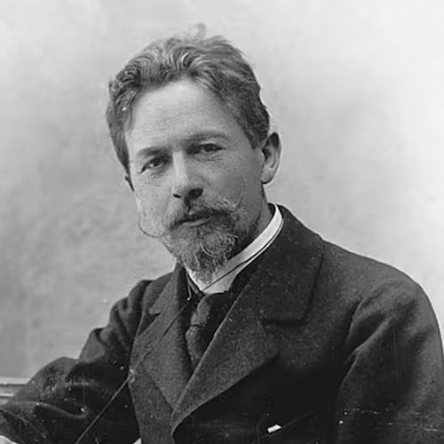 Un retrato en blanco y negro de Anton Chekhov.
