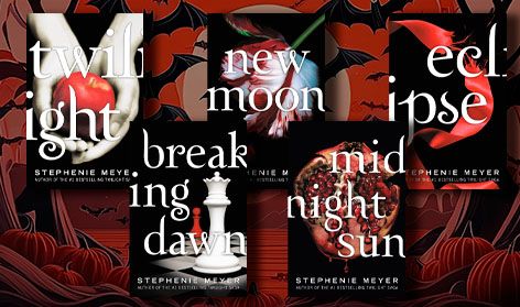 Collage de libros de la saga Crepúsculo
